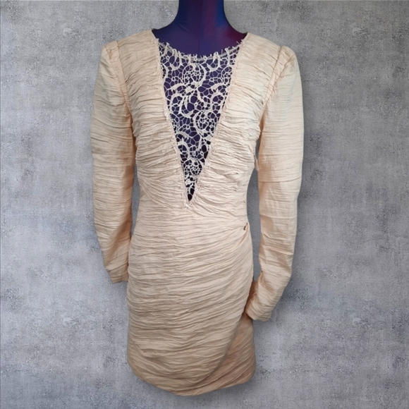 NWT Free People Ballet Look of Love Ruched Crinkle Bodycon Mini Dress Size 12‎ - Picture 1 of 12